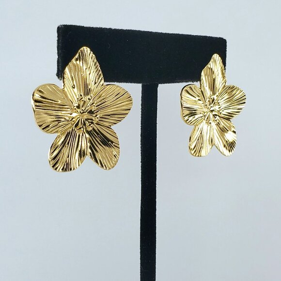 14K Gold Womens Flower Earrings Ladies 14 Karat 925 Silver Floral Style Jewelry - Picture 6 of 8